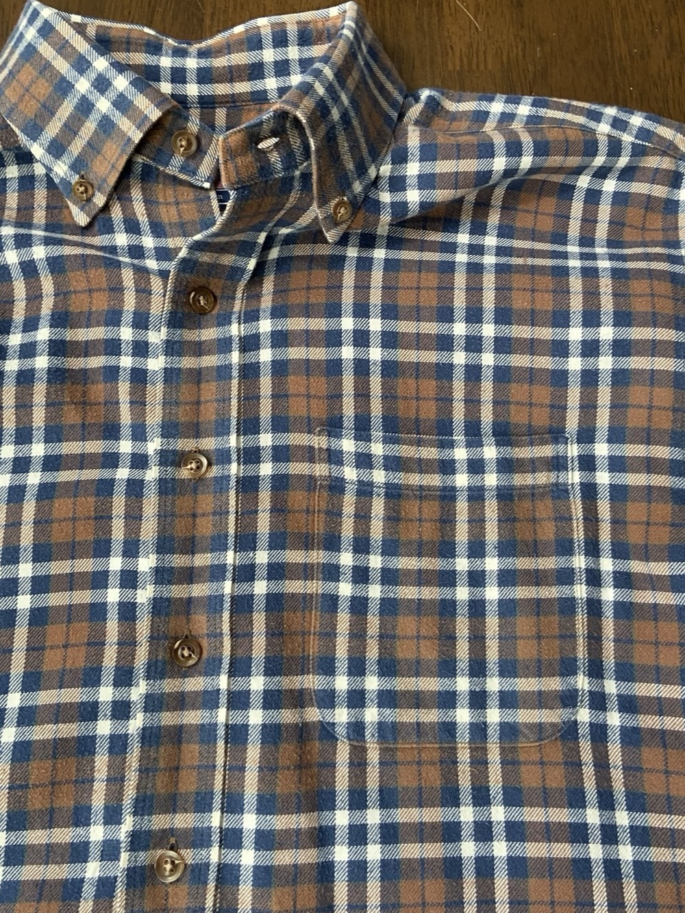 Vineyard Vines Murray Shirt Mens M Blue Brown Plaid Long Sleeve Flannel Cotton